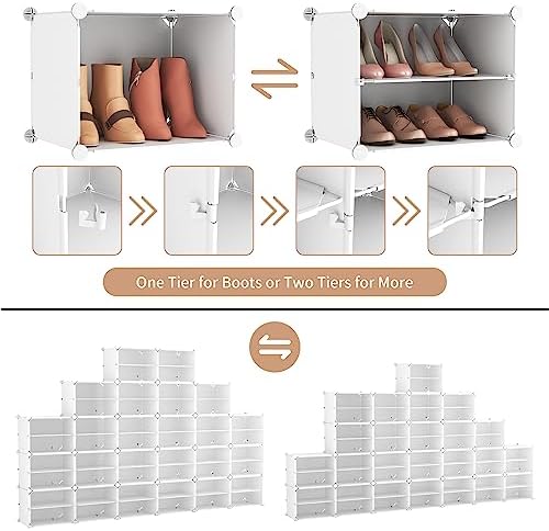 ROJASOP Shoe Storage Cabinet, 12-Tier Shoe Organizer 96 Pairs Extra Large Plastic Shoe Rack with Covers Portable Shoe Rack Organizer with Doors Big Shoe Rack for Closet Entryway Bedroom - Image 5