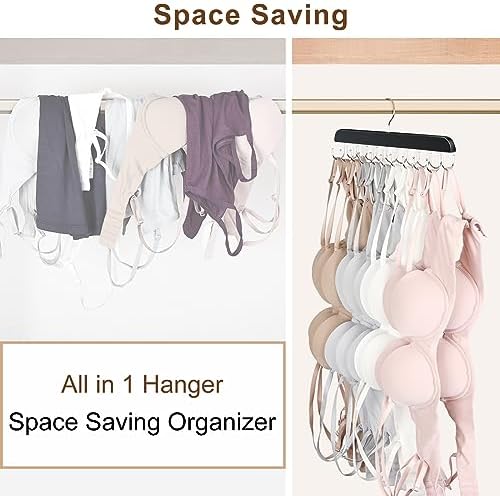 Tank Top Hanger with 40 Hooks for Closet Organizer, Premium Wood Bra Hanger | 2 Pack Foldable Space Saving Hangers Closet Organizers and Storage, Closet Accessories Multi Hook Hanger for Dorm & Apartment - Image 5