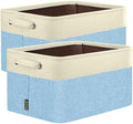 BALEINE 2 Pack Fabric Closet Storage Bins for Shelves, Linen Closet Organizers and Storage, Decorative Baskets for Organizing, Shelf, Clothes, Home, Office (Skyblue, 12"x8"x8") by BALEINE