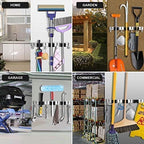 Broom Mop Holder Wall Mount,Favbal Garage Organization Tool Organizer Storage Broom Closet Kitchen Organization Heavy Duty Garage Tools Hanger with 3 Racks 4 Hooks for Home Kitchen Garden Laundry Room - Image 7