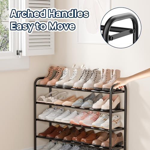 ENJOYBASICS 5 Tier Expandable Shoe Rack, Metal Small Shoes Shelf, Black - Image 6