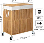WOWLIVE Rolling Laundry Basket Wheels, Handwoven Laundry Hamper with Lid - Image 4