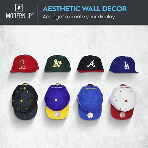 Modern JP Adhesive Hat Hooks for Wall (32-Pack) - Hat Rack for Baseball Caps, Minimalist Hat Display, Strong Hold Hat Hangers for Wall - USA Patented, Black - Image 2
