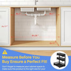 Under Sink Organizer, 3-Tier Thickened Metal Pull out Cabinet Organizer Shelf, Height Adjustable Slide out Storage Drawer Rack for Kitchen Bathroom Pantry Laundry Home Organization, 1-Pack, Black - Image 2