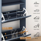 24" W Hidden Shoe Storage Cabinet with 2 Flip Drawers & Open Storage - Image 3