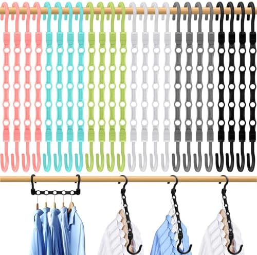 College Dorm Room Essentials, Closet Organizers and Storage, Magic Hangers Space Saving with 360° Swivl Hooks for 120 Clothes, Plastic Clothes Hanger, Organization Home Apartment Essentials, 24 Pack by MSHALADE
