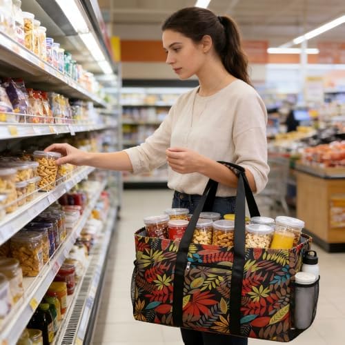 Extra Large Utility Tote Bag - Reusable Grocery Bags Foldable Heavy Duty - Image 2