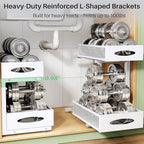 Under Sink Organizer, 2 Pack 2 Tier Pull out Cabinet Organizer Baskets with Mesh Sliding Drawers, Slide out Sink Storage Shelves for Kitchen, Bathroom, Pantry, Cabinet Organizers and Storage(White) - Image 5