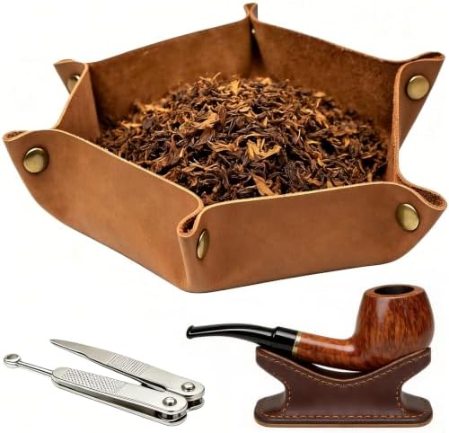 boshiho Valet Tray for Men, Leather Jewelry Catchall Key Phone Coin Box Change Caddy Bedside Storage Box (Tan) - Image 6