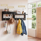 29" Wall Coat Rack with Shelf & Mail Organizer, Entryway Black - Image 4