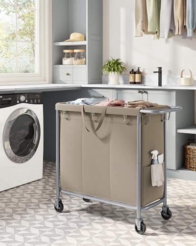 SONGMICS Laundry Basket with Wheels, 3-Section, 52.7 Gallons (199.5 L) - Image 2
