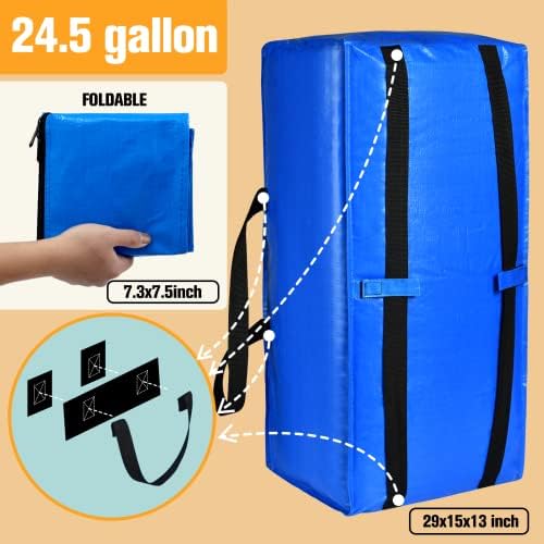 Moving Bags, Storage Totes, Extra Large Storage Bags for Moving Supplies, College Dorm Essentials, Bedroom Closet, Packing Bags with Backpack Handles Zipper Compatible with IKEA Frakta Cart（8 Pack） - Image 2