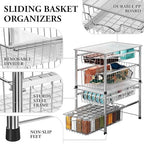 Simple Houseware Stackable 2 Tier Sliding Basket Organizer Drawer, Chrome - Image 4