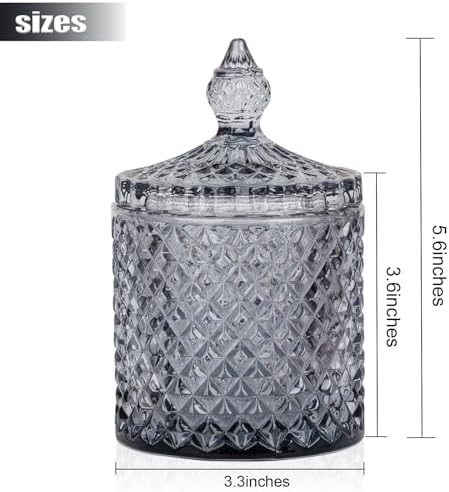 2 Pack Qtip Holder Apothecary Jars with Lid, Thick Glass, Gray - Image 3