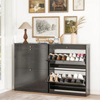 Wood Shoe Storage Cabinet, Hidden Shoe Rack Cabinet with 2 Flip Drawers - Image 3