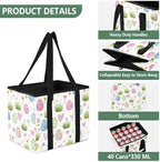 Trunk Organizer Collapsible Car Organizer with Handle Car Storage Box Bin for Groceries SUV Utility Tote Bag Portable Vehicle Container Cute Easter Eggs Flowers White - Image 3