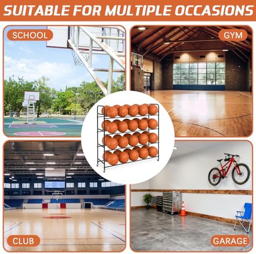Colingmill Heavy Duty Basketball Rack with Wheels, Multi-tier Rolling Ball Storage Cart, Sports Equipment Organizer for School, Gym, Club Shoot Training(55 x 14 x 47 Inches,40 Balls) - Image 6
