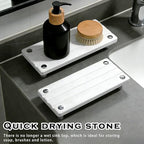 2PCS Instant Dry Sink Caddy for Bathroom Counter, Durable Kitchen Sink Organizer, Diatomite Stone Drying Tray, Upgrade Water Absorbing Stone Tray for Sink, Anti-Slip Stone Soap Tray -White - Image 3