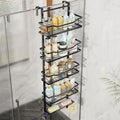 SWTYMIKI Over the Door Shower Caddy - 5 Tier Adjustable Shower Organizer Hanging with Soap Holder, No Drilling Stainless Steel Bathroom Rack Hanging for Body Wash, Shampoo, Soap, Razor, Black by SwtyMiki-TidyHomeSweetLife