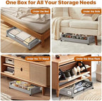 Under Bed Storage with Wheels,XXL 60L Under Bed Storage Containers with Clear Lids, Rolling Under Bed Metal Drawer for Clothes, Shoes,Toys(Gray, 2 Pack) - Image 5