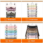 4 Pack Pants-Hangers-Space-Saving, 6 Tier-Closet-Organizers-and-Storage | Skirt Hooks with Clips, Closet-Organizer-Clothes-Organization Jeans Scarf Holder,College-Dorm-Room-Essentials Decor - Image 5