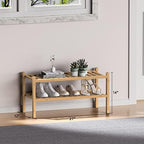 ROMGUAR CRAFT (Thick Bamboo Shoe Rack for Entryway, 2-Tier Free Standing Shoe Racks Stackable Shoe Rack Organizer for Hallway Closet Living Room 27 x12 x14 Inches - Image 3