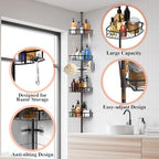 4-Tier Rustproof Corner Shower Caddy with Tension Pole - Image 4