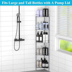 HuggieGems Metal Floor Standing Corner Shower Caddy, Dark Gray, 5 Tier - Image 3