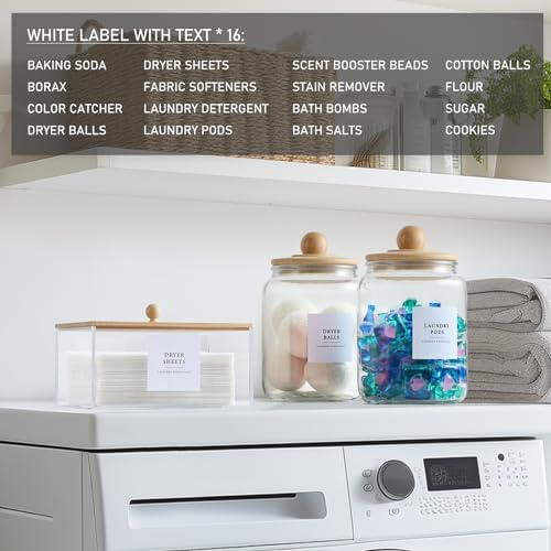 Glass Jars and Dryer Sheet Holder with Bamboo Lids, Dispenser Set and Labels, Containers for Laundry Room Organization and Storage, Half Gallon Airtight jars, Acrylic Storage Box for Laundry supplies - Image 3