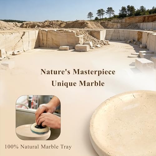 LIN CHUAN Marble Jewelry Dish, Round Ring Dish, 5.5 Inch, Travertine Beige - Image 6