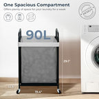 STO STO Laundry Hamper, 90L Rolling Laundry Sorter Cart with Removable and Washable Liner Bag, Clothes Hamper with Wheels and Metal Handle for Laundry Room and Bedroom, Gray - Image 4