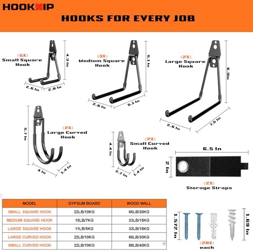 16 Pack Heavy Duty Garage Hooks, Wall Mounted Tool Hangers - Image 2