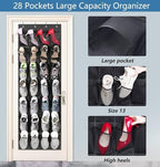 MISSLO 28 Large Pockets Hanging Shoe Organizer Over The Door Shoe Rack for Closet Door Storage Mesh Shoe Holder Hanger for Men, Black - Image 2