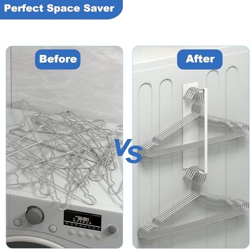 Magnetic Hanger Organizer, Thipoten Hangers Holder for Washing Machine, Holding up to 30 Velvet/Wire/Plastic Hangers, Perfect Space Saver for Laundry Room (1, White) - Image 4