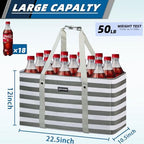 Stand Up Extra Large Utility Tote Bag, Foldable Reusable Grocery Bags with Metal Wire Frame & Reinforced Bottom Board, Large Utility Tote for Shopping, Car Trunk, Beach Bag (Grey) - Image 4