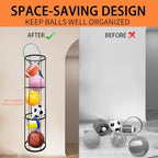 Garage Ball Storage Rack, Wall-Mounted Basketball Holder, Vertical Ball Rack for Soccer Volleyball Football Basketball, Space-Saving Sports Ball Storage Organizer for Garage & Home - Image 4