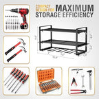 3-Layer Power Tool Organizer Wall Mount, Garage Wall Tool Organizer with Drill Holder, Heavy Duty Metal Shelf for Garage & Workshop - Image 4