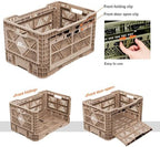 Bigant Heavy Duty Collapsible & Stackable Plastic Milk Crate-Medium Size, Tan, Stackable Open Front Organizer, Snap Lock Foldable Industrial Garage Storage Bin Container Utility Basket - Image 4