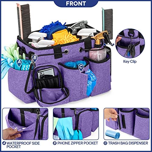 LoDrid Large Professional Cleaning Caddy with Detachable Divider, Purple - Image 4
