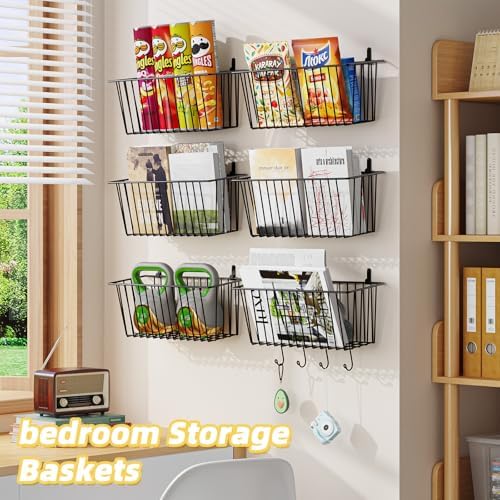 Simple Trending 6 Pack Wire Basket Wall Mount Hanging Baskets - Image 3