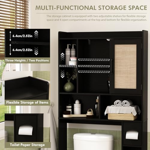 RUSTOWN Rattan Over The Toilet Storage Cabinet, Bathroom Storage Cabinet - Image 7