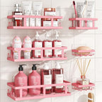Youvip Pink Shower Caddy 6 Pack, Adhesive Shower Shelves by YOUVIP