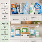 4+2 Pack Laundry Pods Containers & Dryer Sheet Holder & Laundry Detergent Dispenser, Laundry Room Organization and Storage Jars with Lids, Labels and Scoops for Scent Booster, Powder, Pods - Image 5