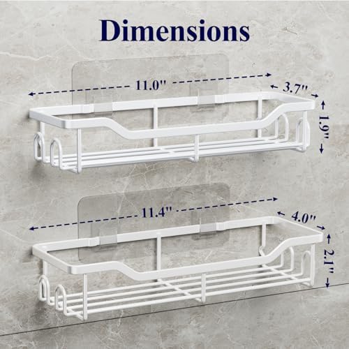 Kitsure Shower Caddy, Adhesive Shower Organizer, Large, White - Image 2