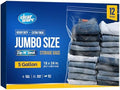12 Large Storage Bags With Zipper Top - 5 Gallon Bags 18" x 24", Extra Large Plastic for Clothes, Travel, Moving, Large Reusable freezer bags, BPA-Free, 2-mil Thick by Clearware