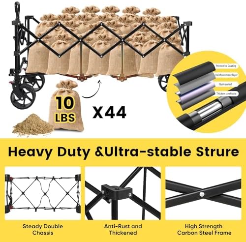 Sekey 300L Extended Collapsible Wagon, 660 lb Capacity, 48 in Long - Image 5