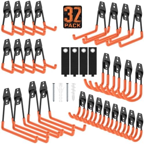 Garage Hooks, Anti-Slip Heavy Duty Wall Mount Hooks, 32-Pack by Cpais