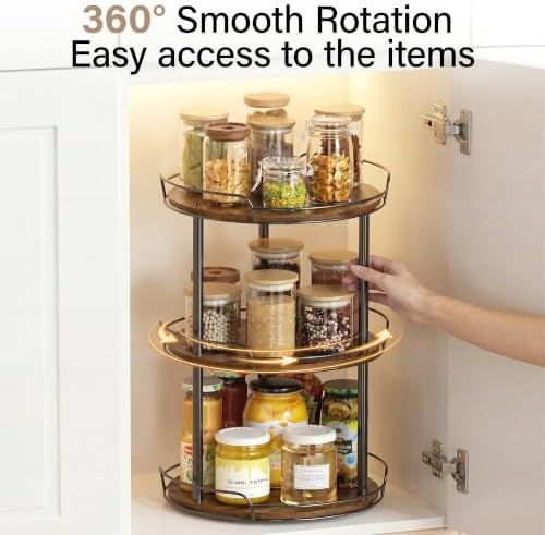 3-Tier Lazy Susan Spice Rack, 12'' Rotating Turntable for Cabinet - Image 5