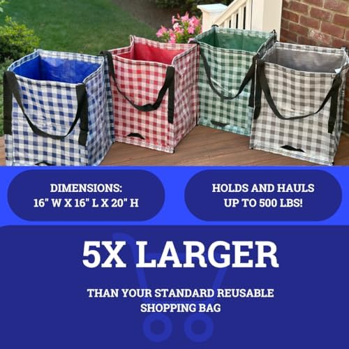 DURASACK Heavy Duty Storage Tote Bag 22-Gallon, Gingham Multi, Pack of 4 - Image 5