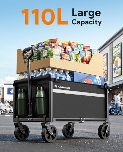 Collapsible Wagon Cart with Wheels, 220LBS for Grocery Shopping Camping - Image 3